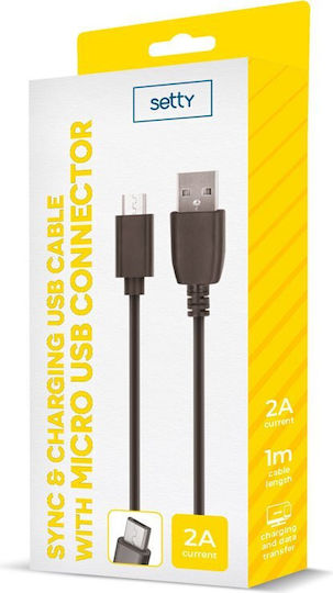 Setty Regular USB 2.0 to micro USB Cable Μαύρο 1m 1τμχ