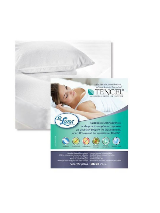 La Luna Tencel Pillow Protector Set Waterproof White 50x75cm.