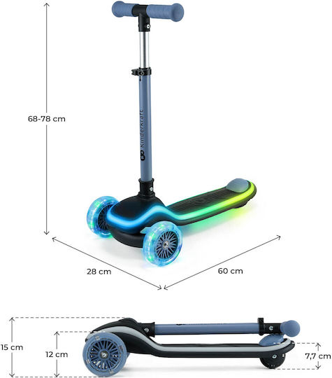 Kinderkraft Kids Scooter Foldable Raket 3-Wheel Blue