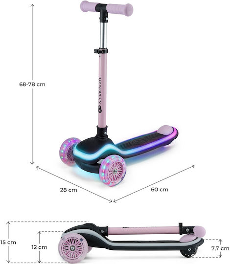 Kinderkraft Kids Scooter Foldable Raket 3-Wheel Pink