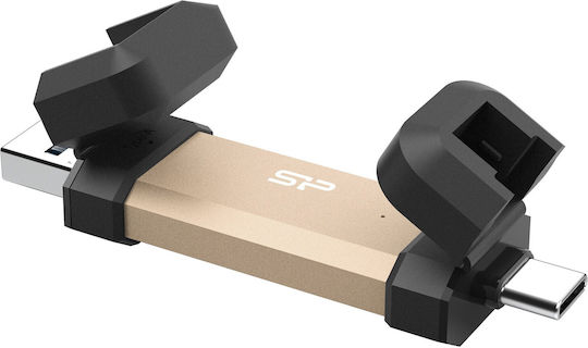 Silicon Power Ds72 500GB USB 2.0 Стик с връзка USB-A & USB-C Златист