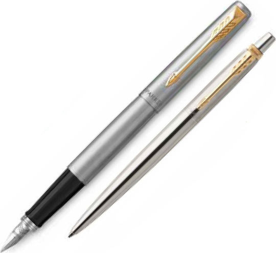Jotter CR Duo Pen Set Ballpoint Medium with Fountain Pen Medium made of Steel Silver in a case