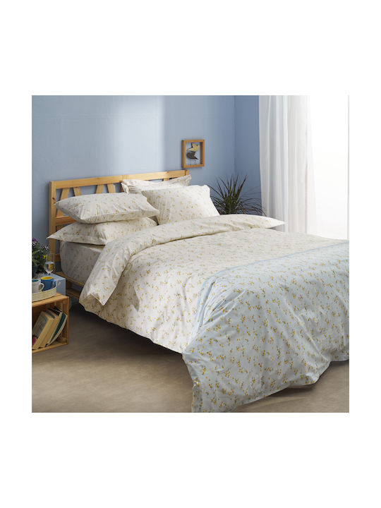 Charalambidis Textiles Ρετρό Σετ Μαξιλαροθήκες Oxford Γαλάζιο 50x70εκ.