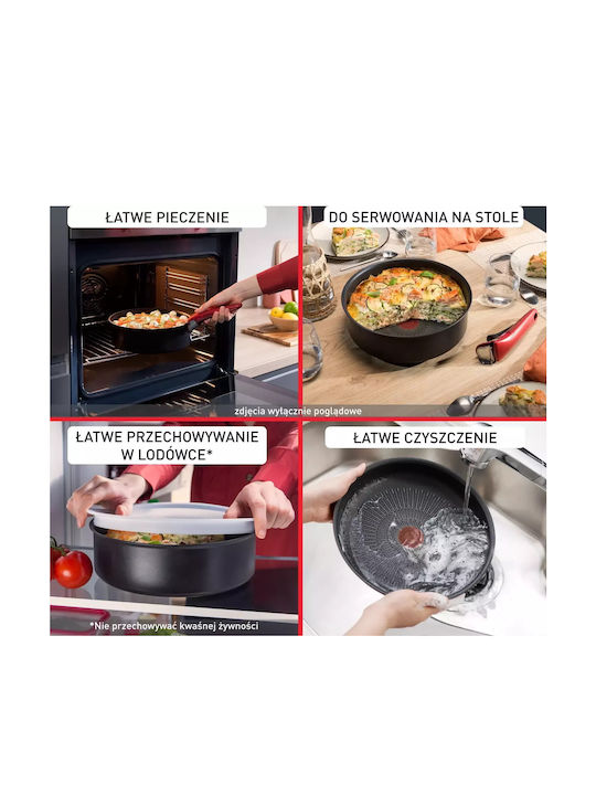 Tefal Ingenio Simply Cook Комплект Съдове За Готвене От Алуминий Бордо С Незалепващо Покритие 4 Части