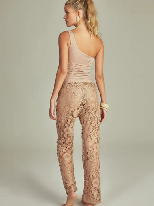 Women's Fabric Trousers Nude