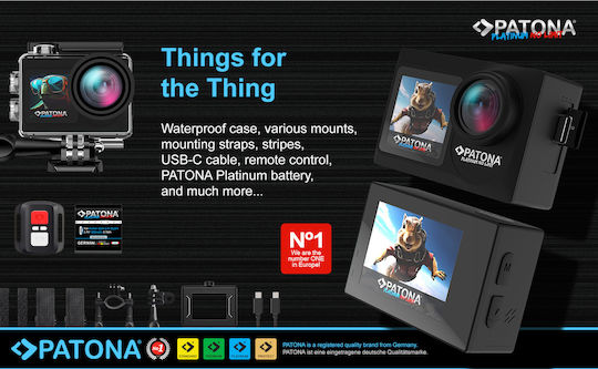 Patona Life SL4 5K Action Camera 5K Underwater with Screen 2" Black