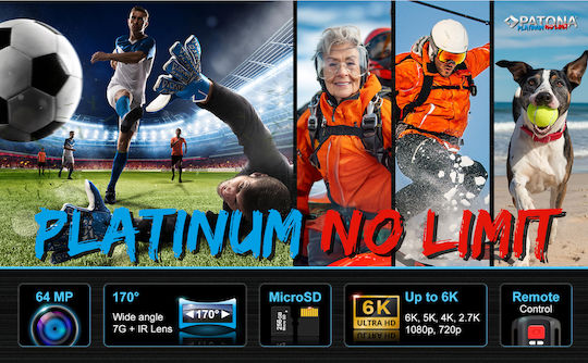 Patona Life SL5 6K Action Camera 6K Υποβρύχια με Οθόνη 2.35" και Wi-Fi Μαύρη
