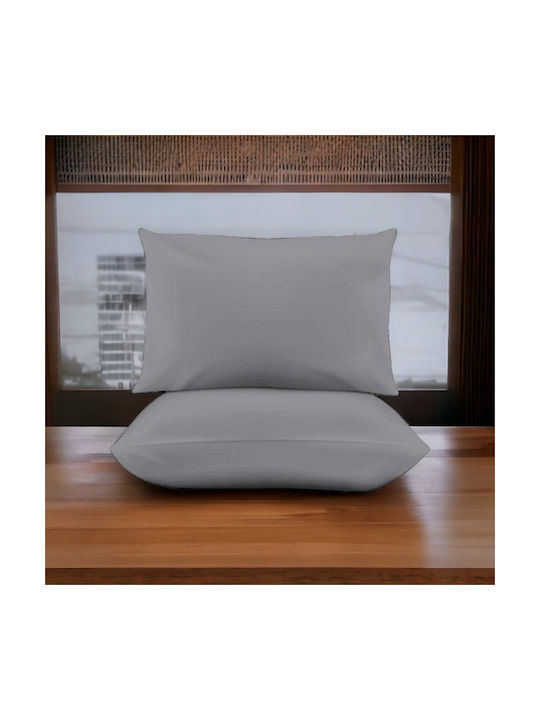 SpitiBazaar Ms Line Σετ Μαξιλαροθήκες με Φάσα Γκρι 50x70εκ.