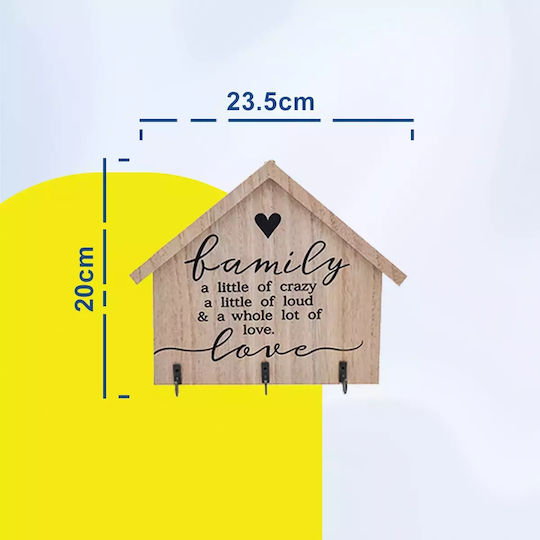 Uncle George Hanging Wall Decoration Wood Metal Key Hooks House Shape Black Color 23.5x1x20cm Wood