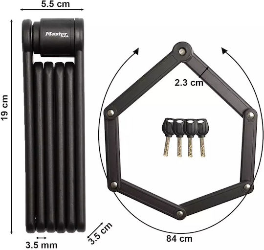 Master Lock Bicycle Lock Cable Lock with Key Black