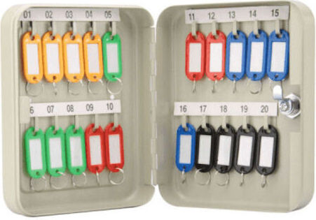 Krausmann Metallic Wall Key Hooks 20 Hooks With Lock 16x20x7.5cm