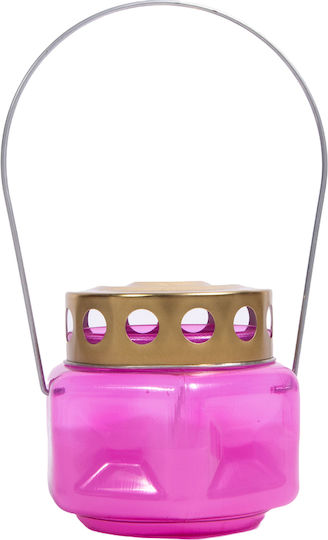 Hexagonal Plastic Candle Lantern with Metal Lid Handle 1 Piece Red