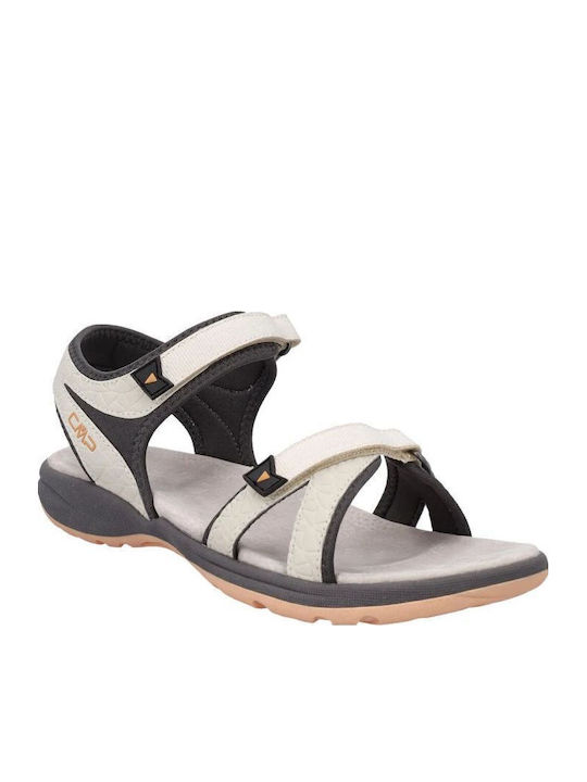 Leder Flache Sandalen für Damen Sportlich Hellbeige