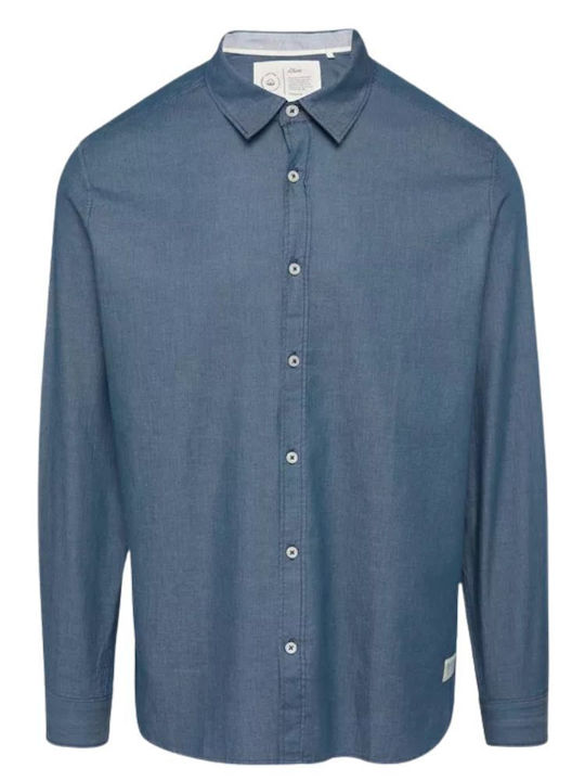 Long-sleeved Cotton Shirt Dark Blue