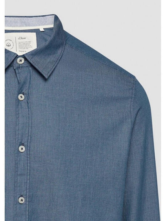 Long-sleeved Cotton Shirt Dark Blue