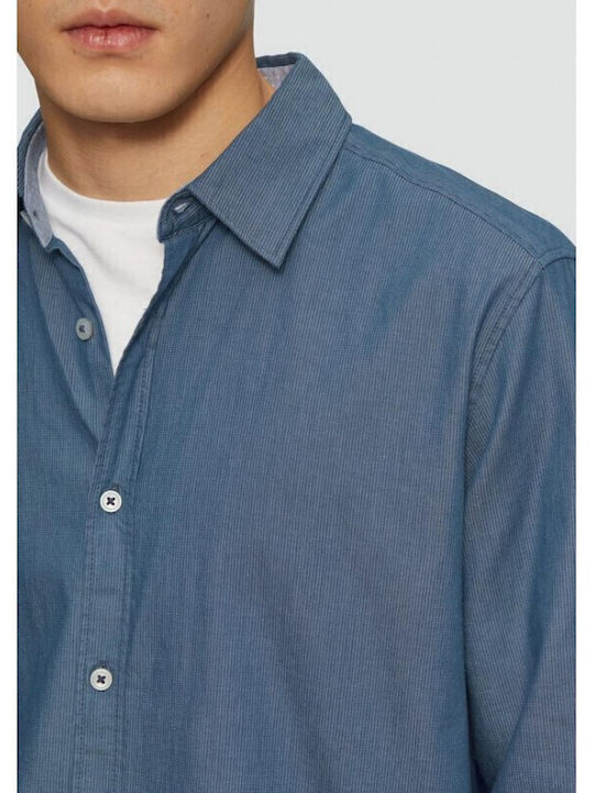 Long-sleeved Cotton Shirt Dark Blue