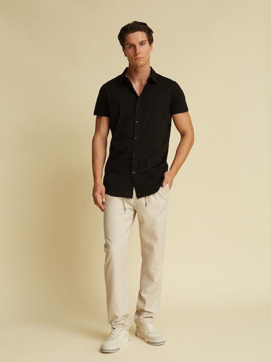 Short-sleeved Cotton Shirt Black