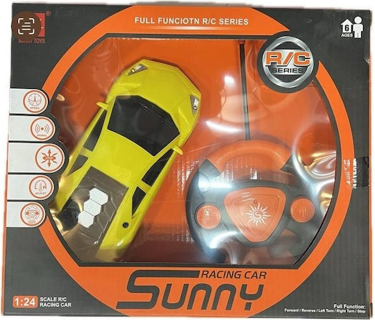 Mașină de curse RC cu LED-uri pentru copii de 6 ani și peste, scară 1:24, plastic 20x8x5 cm, portocaliu argintiu galben