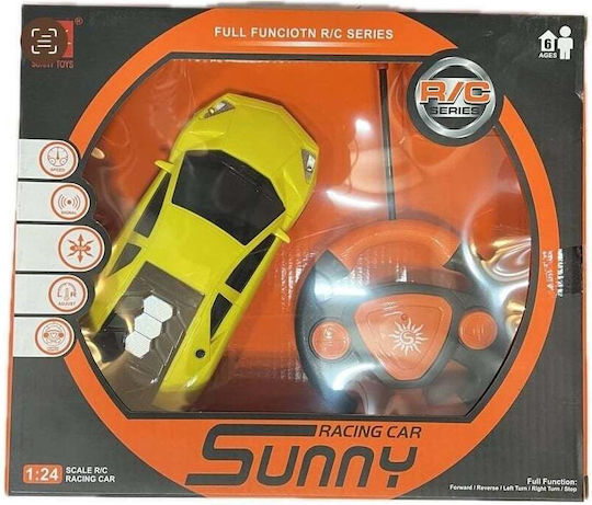 Mașină de curse RC cu LED-uri pentru copii de 6 ani și peste, scară 1:24, plastic 20x8x5 cm, portocaliu argintiu galben