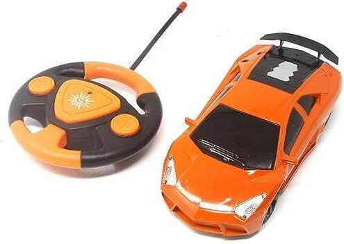 Mașină de curse RC cu LED-uri pentru copii de 6 ani și peste, scară 1:24, plastic 20x8x5 cm, portocaliu argintiu galben