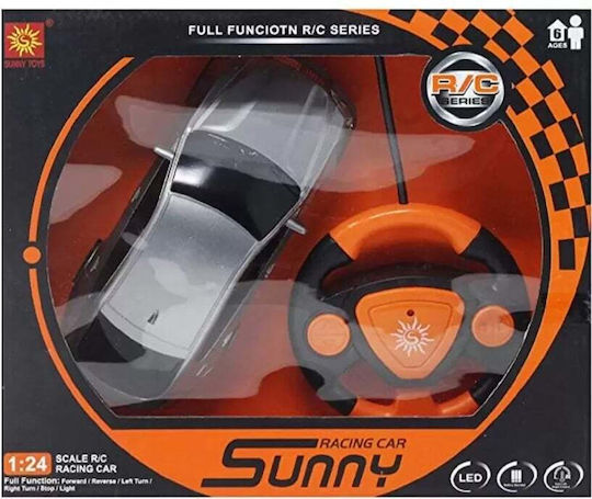 Mașină de curse RC cu LED-uri pentru copii de 6 ani și peste, scară 1:24, plastic 20x8x5 cm, portocaliu argintiu galben