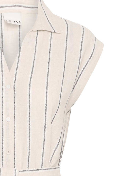 Summer Midi Shirt Dress Natural Ecru