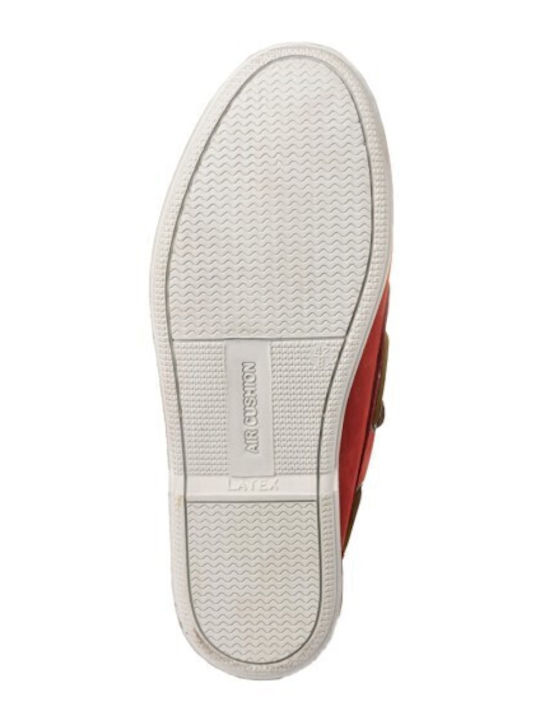 Men's Leather Boat Shoes Red