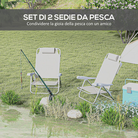 Outsunny Small Chair Beach Aluminium with High Back Gray 62x65x80cm