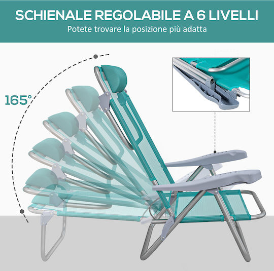 Outsunny Small Chair Beach Aluminium with High Back Gray 62x65x80cm