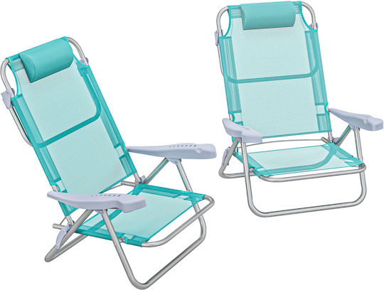 Outsunny Small Chair Beach Aluminium with High Back Gray 62x65x80cm