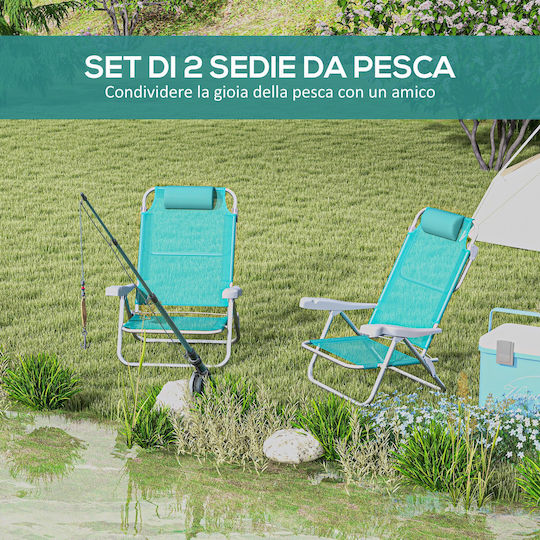 Outsunny Small Chair Beach Aluminium with High Back Gray 62x65x80cm