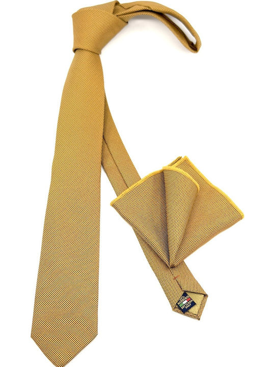 Legend Accessories Σετ Ανδρικής Γραβάτας με Σχέδια σε Χρυσό Χρώμα