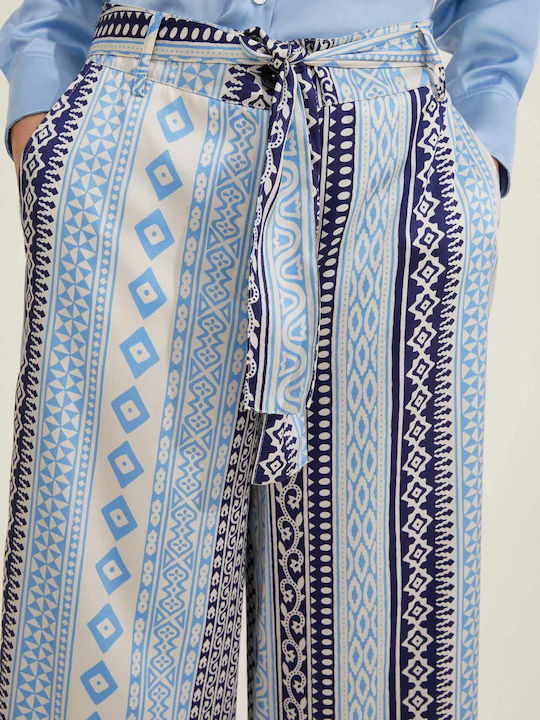 Women's Fabric Capri Trousers Blue