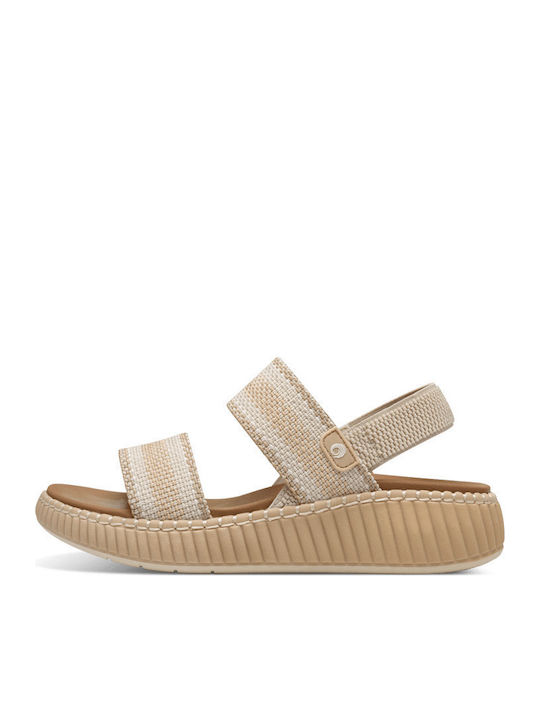 Flache Sandalen für Damen Flatforms in Beige Farbe