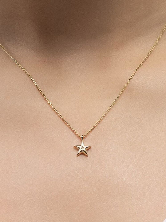 Eforo Charm mit Design Stern aus Gold 9 K mit Zirkon
