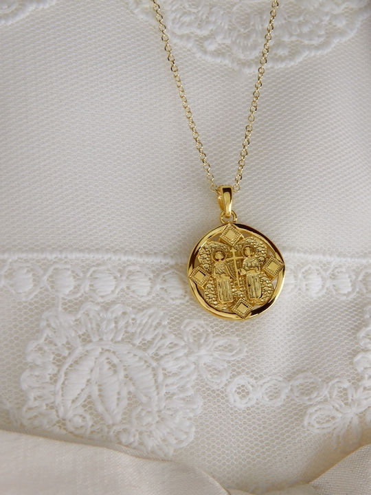 Art d or Charm Amulet Constantine from Gold 9 K with Zircon