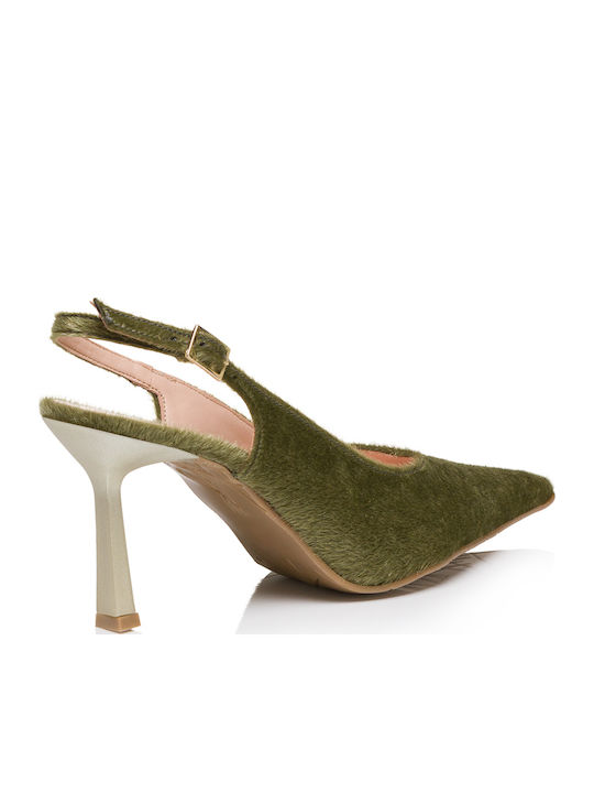 Leather Pointed Toe Heels Green