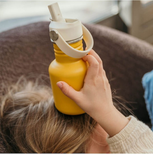 Smikkels Детски Термос от Неръждаема стомана с Сламка Жълто 350ml