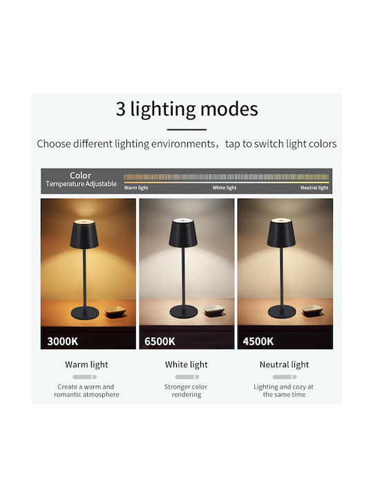 Table Lamp LED with Black Shade and Base