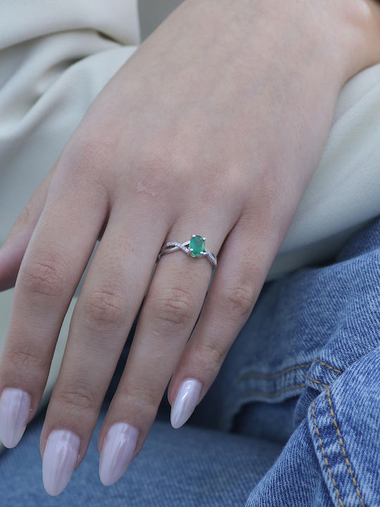 Ring with Diamond made of White gold 18K