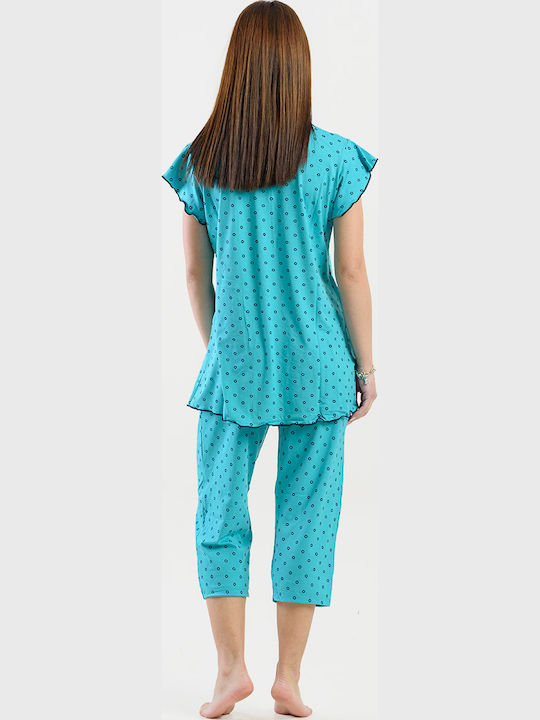 Cherry Sommer Damen Pyjama-Set Petrol Blue