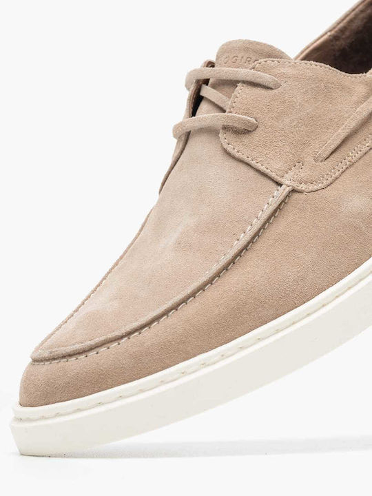 Men's Leather Boat Shoes Beige