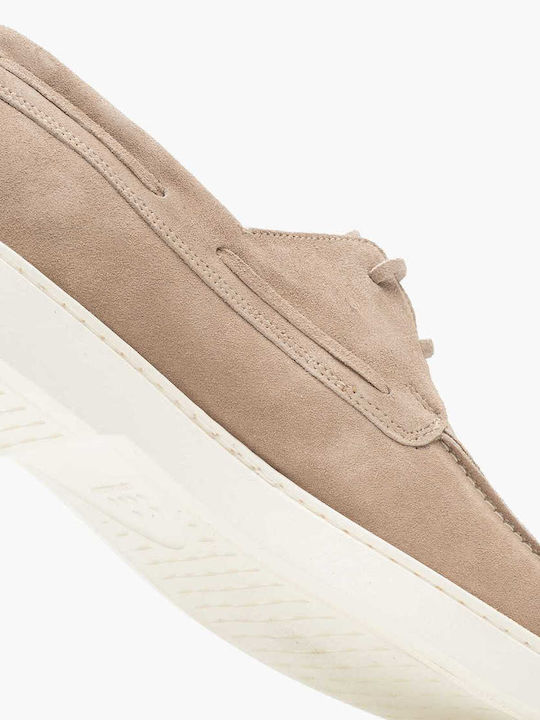 Men's Leather Boat Shoes Beige
