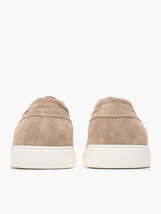 Men's Leather Boat Shoes Beige