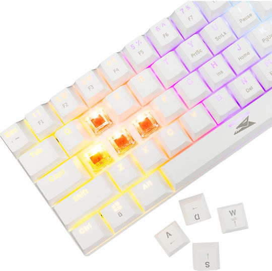 Baracuda Dolphin Gaming Mechanical Keyboard 60% with Custom Red switches and RGB lighting (English US) White