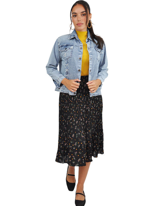 Πλισέ Ψηλόμεση Midi Φούστα Floral Floral