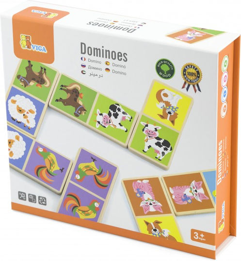 Настолна игра Ντόμινο Ζώων за 2 играчи 3+ години Viga Toys