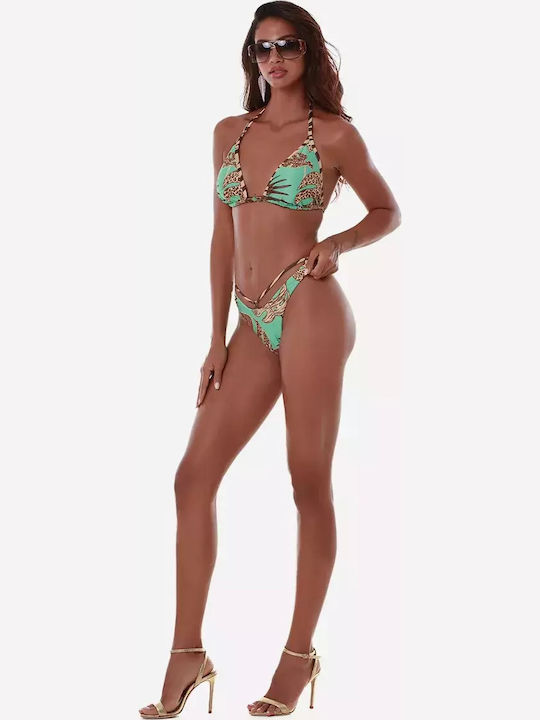 Bikini Τριγωνάκι B Cup με Ενίσχυση Floral Blue