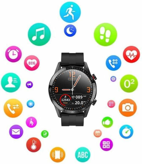 L13 Smartwatch με Παλμογράφο (Μαύρο)