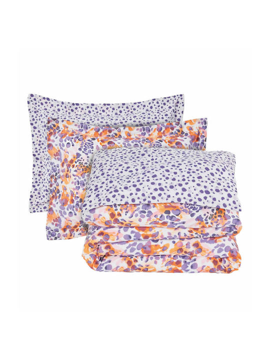 Das Home Sheet Sets Semi-Double with Elastic 120x200+35cm. Casual 5430 Orange, Purple 3pcs